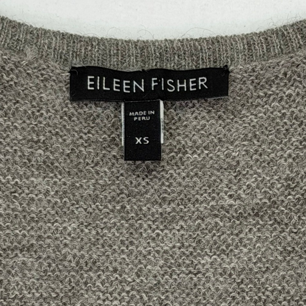 Eileen Fisher 100% Alpaca Sweater Tunic Top XS Gray Minimal Sleeveless Knit Tank - Picture 3 of 8